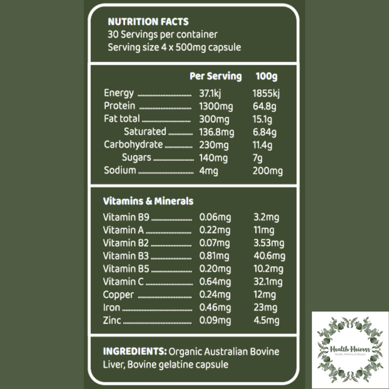 Australian Organic Grass-Fed & Finished Beef Liver Capsules